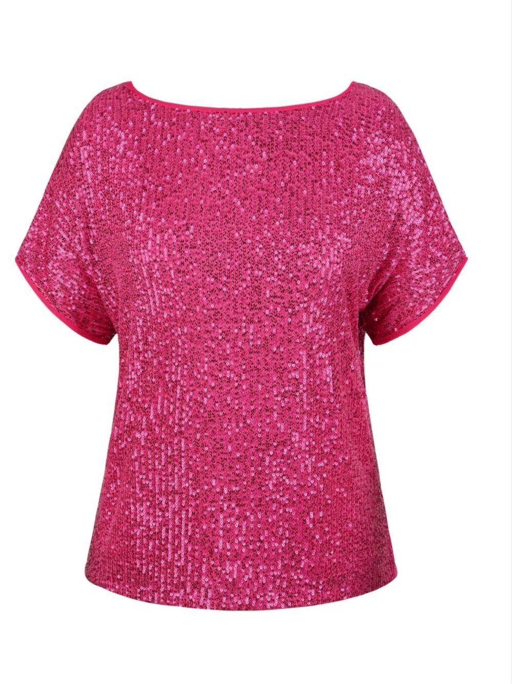 THML hot pink all over sequin cropped shirt
